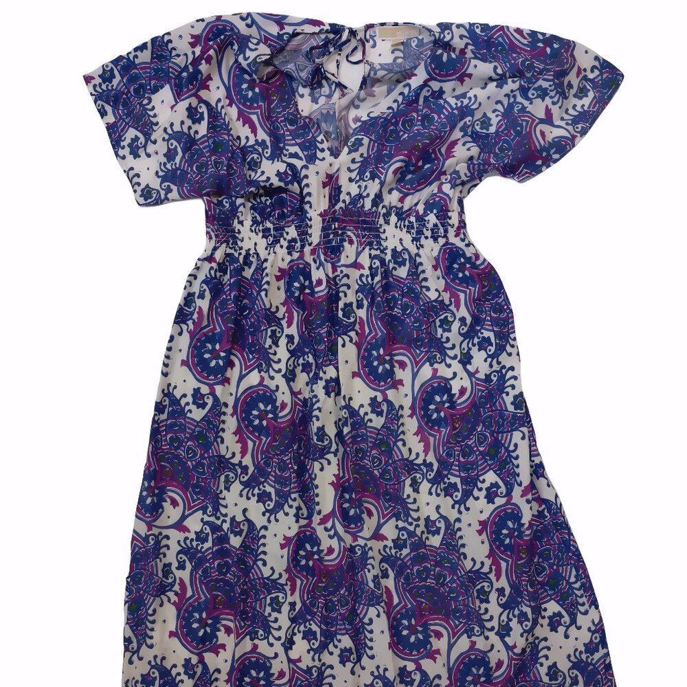 Michael Kors Boho Maxi Dress – Peacock & Paisley Print – Purple, Size XL